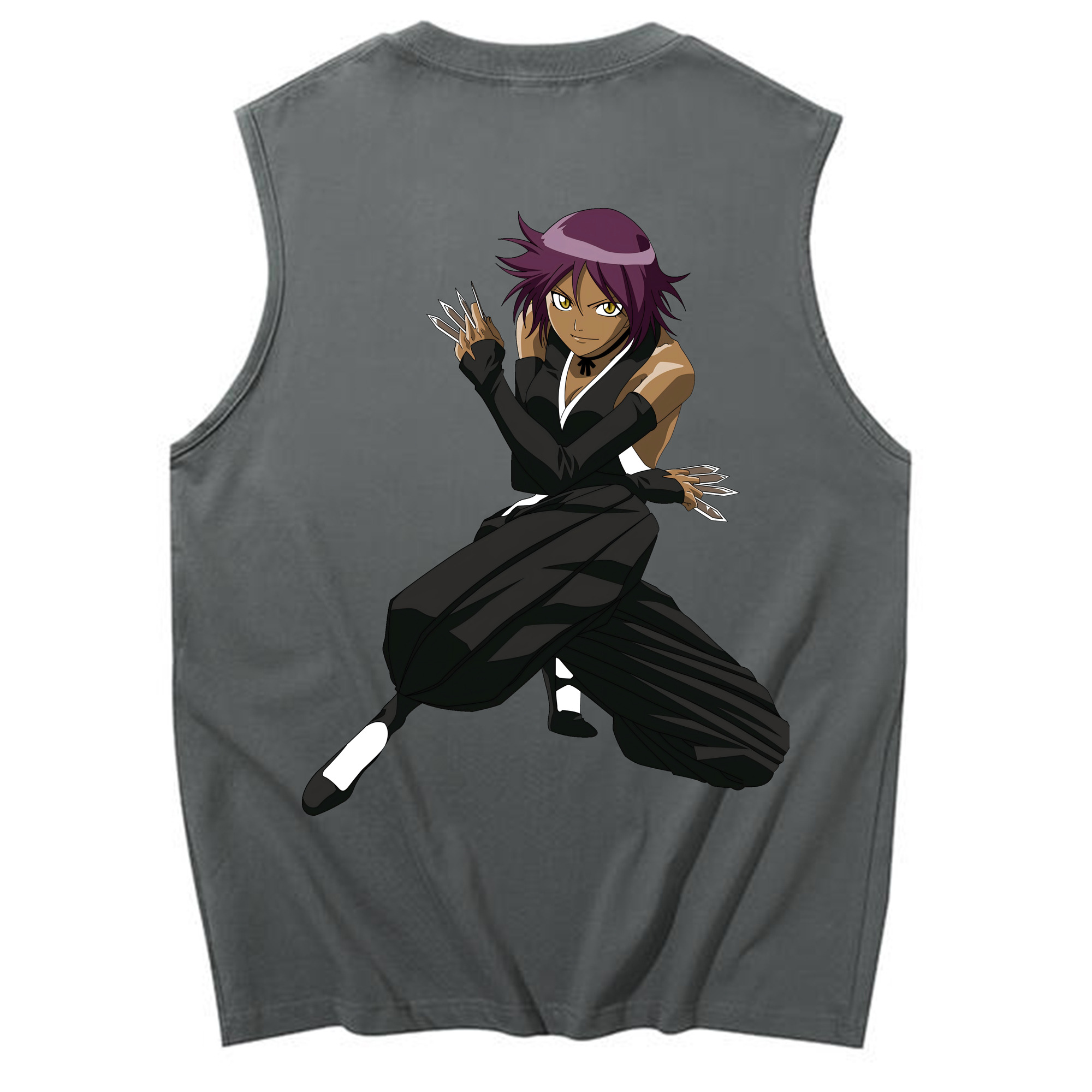 （画像用） ブリーチ 四楓院 夜一（しほういん よるいち） BLEACH Shihouin Yoruichi コットン100％タンクトップ（背面プリント）